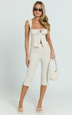 New Showpo Susannah Square Neck Top & Pants Pinstripe Capri Pants MSRP $130